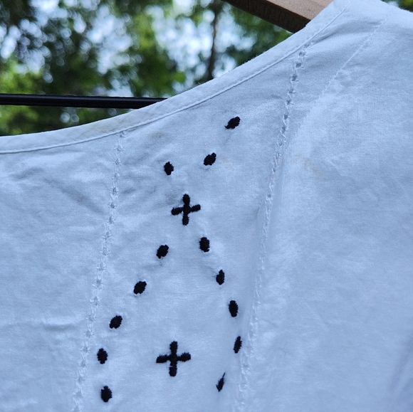 Banana Republic Sz 4 White Cotton Midi Dress Lined Embroidered Lace Side Zip - Picture 8 of 11